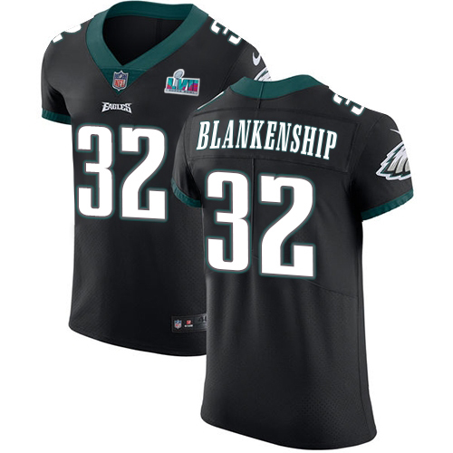 Eagles #32 Reed Blankenship Black Alternate Super Bowl LVII Patch Men's Stitched New Elite Jersey