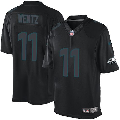 Philadelphia Eagles #11 Carson Wentz Black Men's Stitched Impact Limited Jersey Men's
