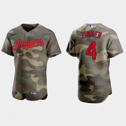 Cleveland Guardians #4 Bradley Zimmer Men's 2021 Armed Forces Day Authentic Jersey -Camo Men's