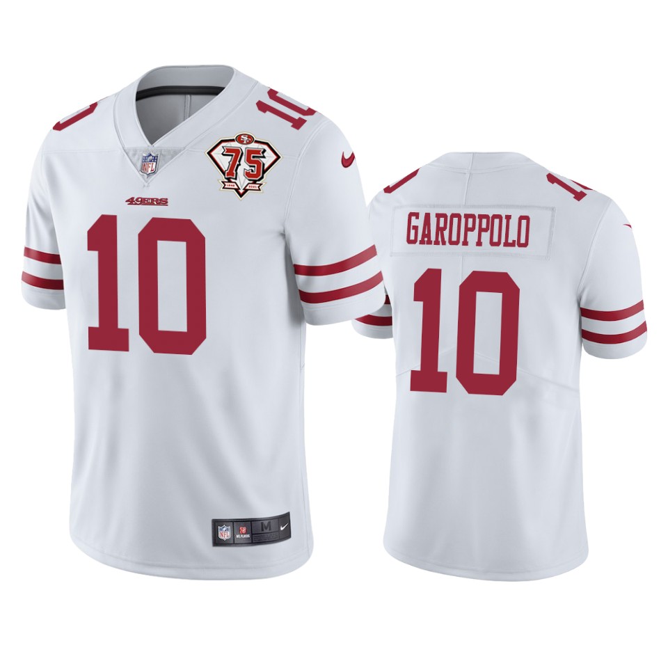 49ers #10 Jimmy Garoppolo White Men's 75th Anniversary Stitched Vapor Untouchable Limited Jersey