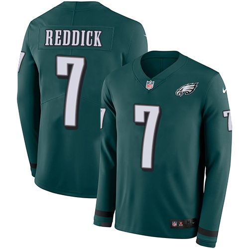 Eagles #7 Haason Reddick Green Team Color Men's Stitched Limited Therma Long Sleeve Jersey