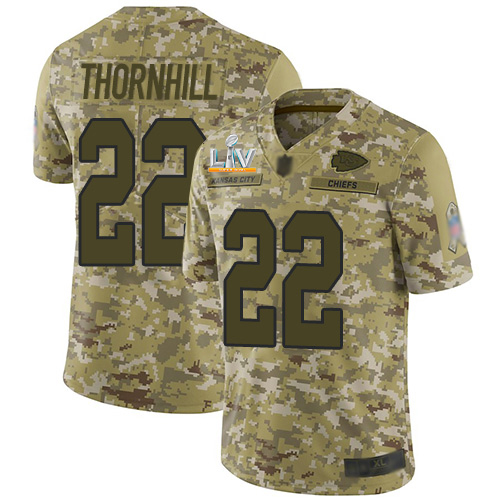 Kansas City Chiefs #22 Juan Thornhill Camo Men's Super Bowl LV Bound Stitched Limited 2018 Salute To Service Jersey Men's