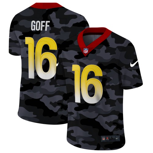 Los Angeles Los Angeles Rams #16 Jared Goff Men's 2020 Black CAMO Vapor Untouchable Limited Stitched Jersey Men's
