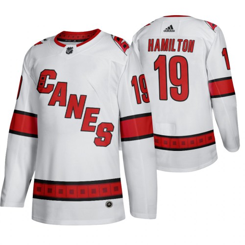 Carolina Carolina Hurricanes #19 Dougie Hamilton Men's 2019-20 Away Authentic Player White Stitched Jersey Men's