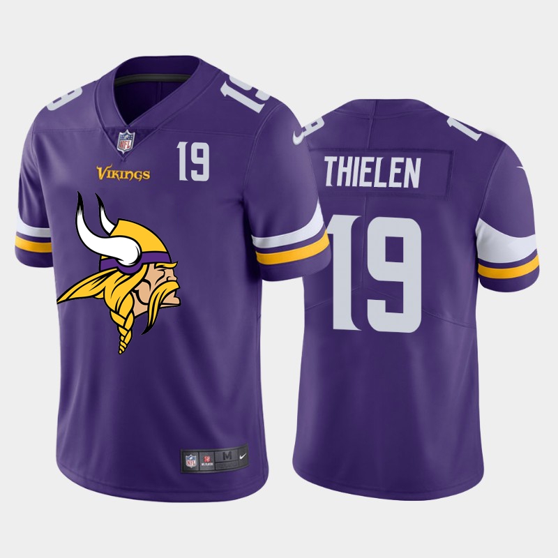 Minnesota Vikings #19 Adam Thielen Purple Men's Big Team Logo Player Vapor Limited Jersey