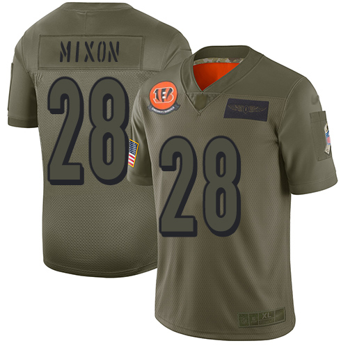Bengals #28 Joe Mixon Camo Youth Stitched Limited 2019 Salute To Service Jersey