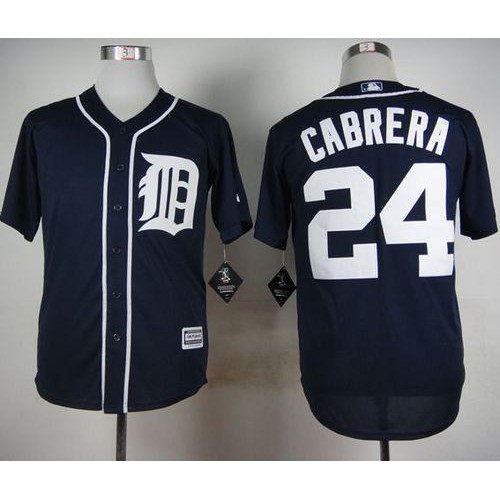 Detroit Tigers #24 Miguel Cabrera Navy Blue Cool Base Stitched Jersey Men's