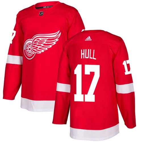 Adidas Detroit Red Wings #17 Brett Hull Red Home Authentic Stitched Jersey Men's