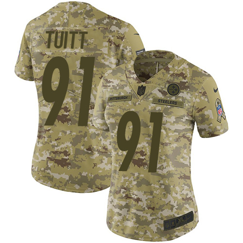 Pittsburgh Steelers #91 Stephon Tuitt Camo Women's Stitched Limited 2018 Salute to Service Jersey Womens