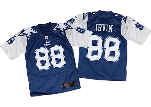 Cowboys #88 Michael Irvin Navy Blue/White Throwback Men's Stitched Elite Jersey