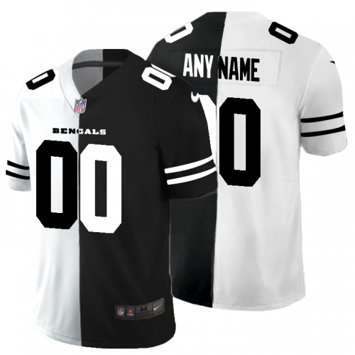 Cincinnati Bengals Custom Men's Black V White Peace Split Vapor Untouchable Limited Jersey