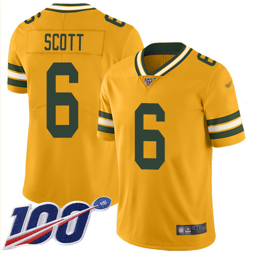 Green Bay Packers #6 JK Scott Gold Youth Stitched Limited Inverted Legend 100th Season Jersey Youth