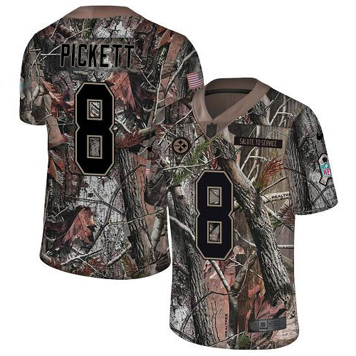 Steelers #8 Kenny Pickett Camo Men's Stitched Limited Rush Realtree Jersey