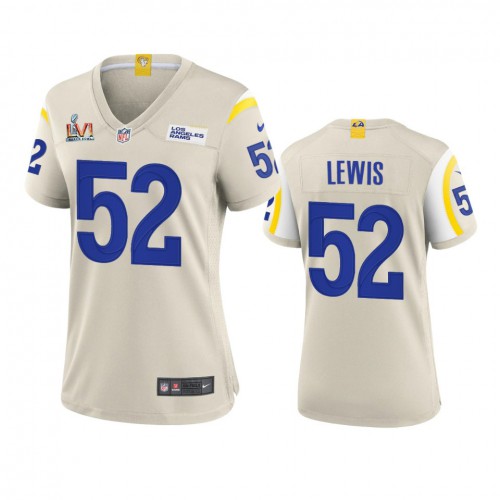 Los Angeles Los Angeles Rams #52 Terrell Lewis Women's Super Bowl LVI Patch Game Jersey - Bone Womens