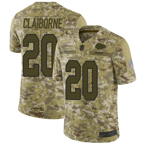 Kansas City Chiefs #20 Morris Claiborne Camo Men's Stitched Limited 2018 Salute To Service Jersey Men's