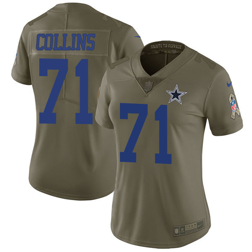 Dallas Cowboys #71 La'el Collins Olive Women's Stitched Limited 2017 Salute to Service Jersey Womens