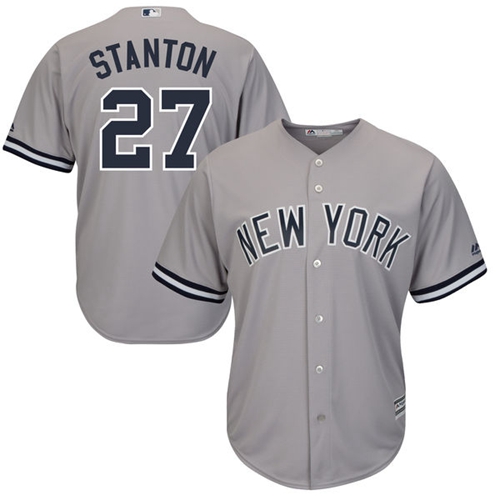 New York Yankees #27 Giancarlo Stanton Grey Cool Base Stitched Youth Jersey Youth