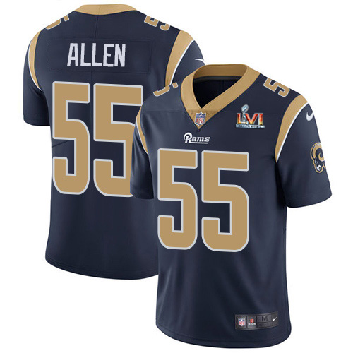 Los Angeles Rams #55 Brian Allen Navy Blue Team Color Super Bowl LVI Patch Men's Stitched Vapor Untouchable Limited Jersey Men's