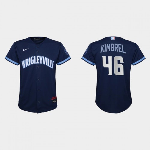 Chicago Chicago Cubs #46 Craig Kimbrel Youth 2021 City Connect Navy Jersey Youth