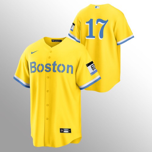 Boston Boston Red Sox #17 Nathan Eovaldi Men's 2021 City Connect Gold Fans Version Jersey - No Name Men's