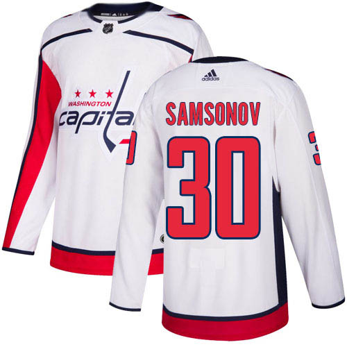 Adidas Washington Capitals #30 Ilya Samsonov White Road Authentic Stitched Jersey Men's