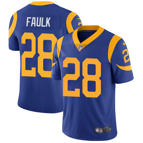 Los Angeles Rams #28 Marshall Faulk Royal Blue Alternate Men's Stitched Vapor Untouchable Limited Jersey Men's