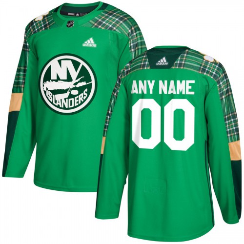 Men's Adidas New York Islanders Personalized Green St. Patrick's Day Custom Practice Jersey