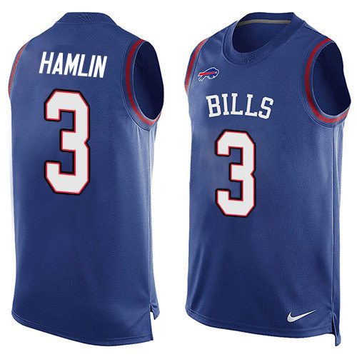 Bills #3 Damar Hamlin Royal Blue Team Color Men's Stitched Limited Tank Top Jersey