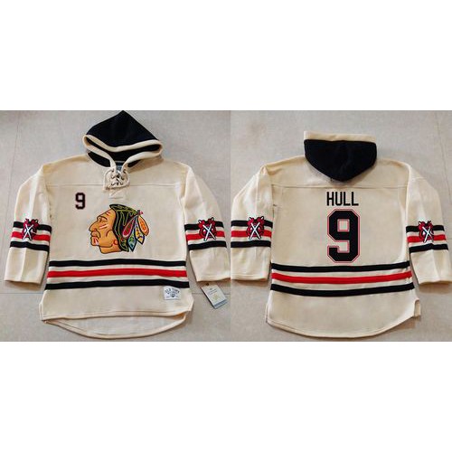 Chicago Blackhawks #9 Bobby Hull Cream Heavyweight Pullover Hoodie Stitched Jersey Men's