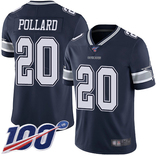 Cowboys #20 Tony Pollard Navy Blue Team Color Youth Stitched 100th Season Vapor Limited Jersey