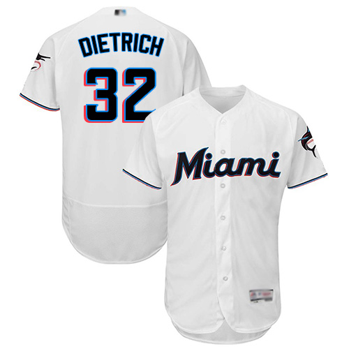 Miami Marlins #32 Derek Dietrich White Flexbase Authentic Collection Stitched Jersey Men's