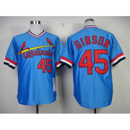 Mitchell And Ness St.Louis Cardinals #45 Bob Gibson Blue Throwback Stitched Jersey Men's