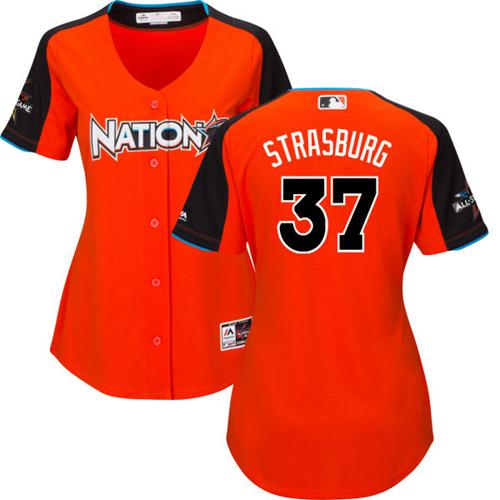 Washington Nationals #37 Stephen Strasburg Orange 2017 All-Star National League Women's Stitched Jersey Womens