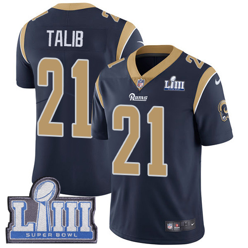 Los Angeles Rams #21 Aqib Talib Navy Blue Team Color Super Bowl LIII Bound Men's Stitched Vapor Untouchable Limited Jersey Men's