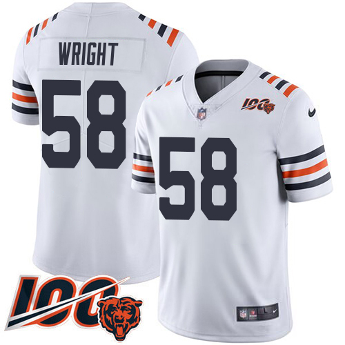 Bears #58 Darnell Wright White Alternate Men's Stitched Vapor Untouchable Limited 100th Season Jersey