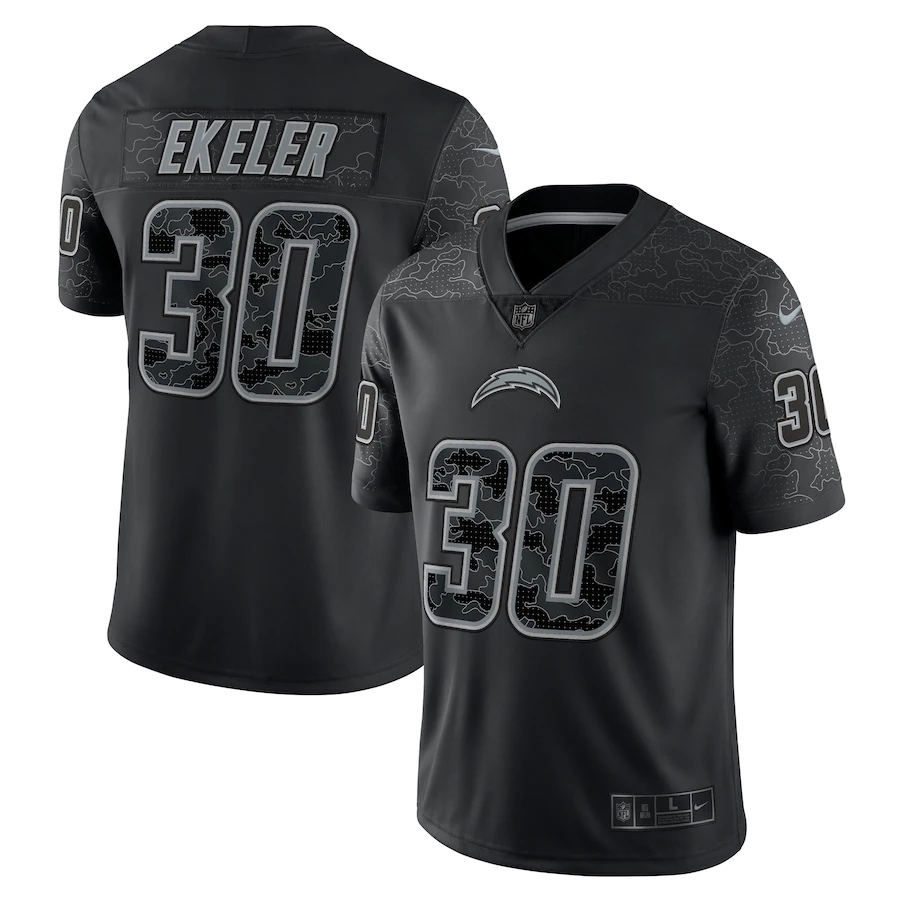 Los Angeles Chargers #30 Austin Ekeler Black Men's Black Reflective Limited Jersey