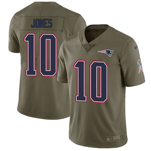 Patriots #10 Mac Jones Olive Men's Stitched Limited 2017 Salute To Service Jersey