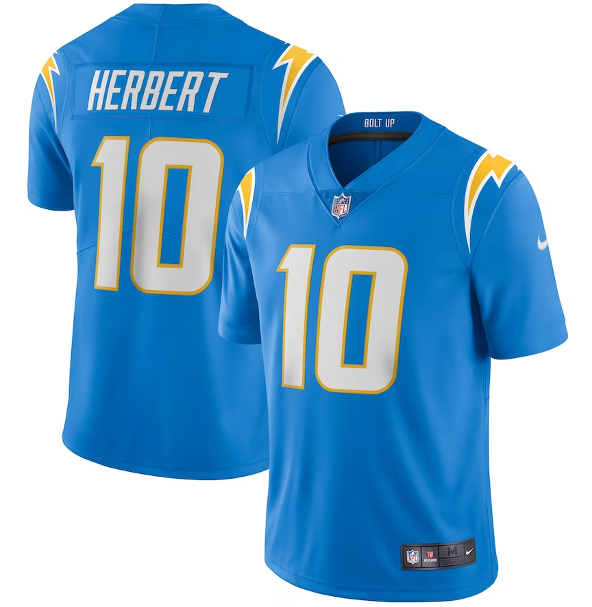 Men's Youth Women's Los Angeles Chargers #10 Justin Herbert Light Blue Vapor Untouchable Stitched Limited Jersey