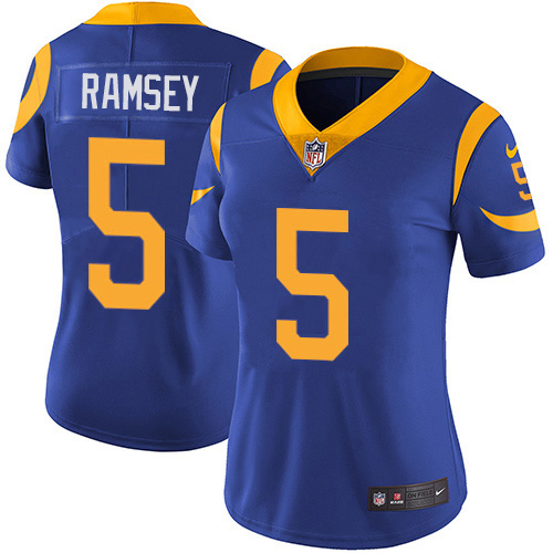 Rams #5 Jalen Ramsey Royal Blue Alternate Women's Stitched Vapor Untouchable Limited Jersey