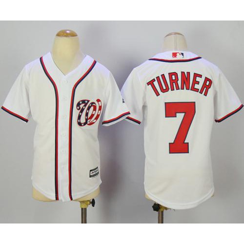 Washington Nationals #7 Trea Turner White Cool Base Stitched Youth Jersey Youth