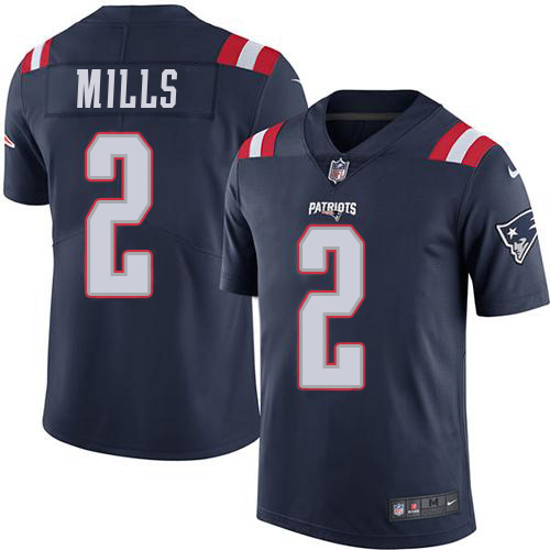 Patriots #2 Jalen Mills Navy Blue Youth Stitched Limited Rush Jersey