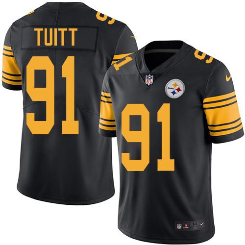 Pittsburgh Steelers #91 Stephon Tuitt Black Youth Stitched Limited Rush Jersey Youth