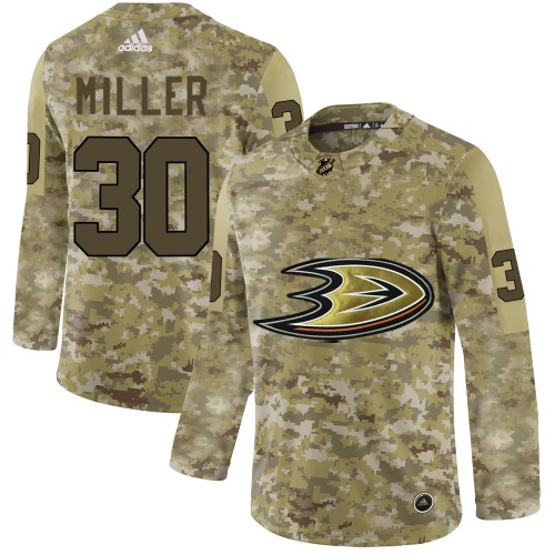 Adidas Anaheim Ducks #30 Ryan Miller Camo Authentic Stitched Jersey Men's
