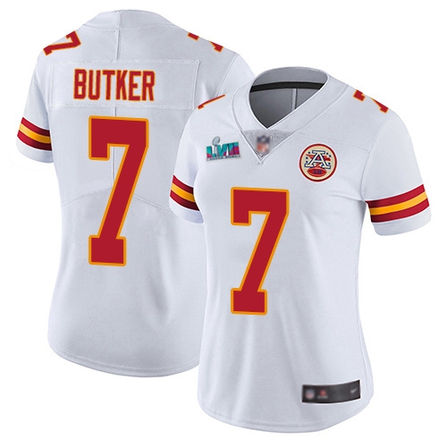 Chiefs #7 Harrison Butker White Super Bowl LVII Patch Women's Stitched Vapor Untouchable Limited Jersey