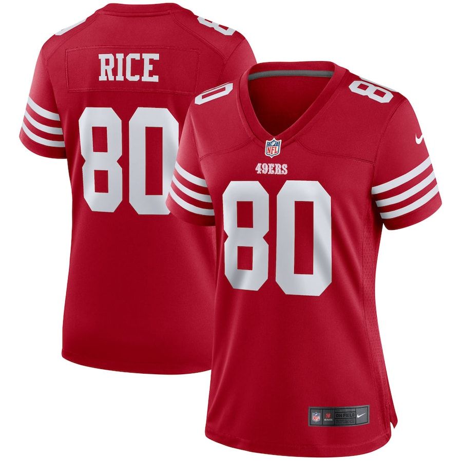 San Francisco 49ers #80 Jerry Rice Scarlet Women's 2022-23 Game Jersey