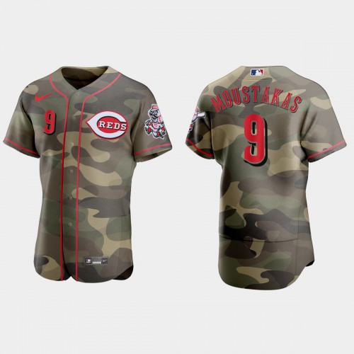 Cincinnati Cincinnati Reds #9 Mike Moustakas Men's 2021 Armed Forces Day Authentic Jersey -Camo Men's