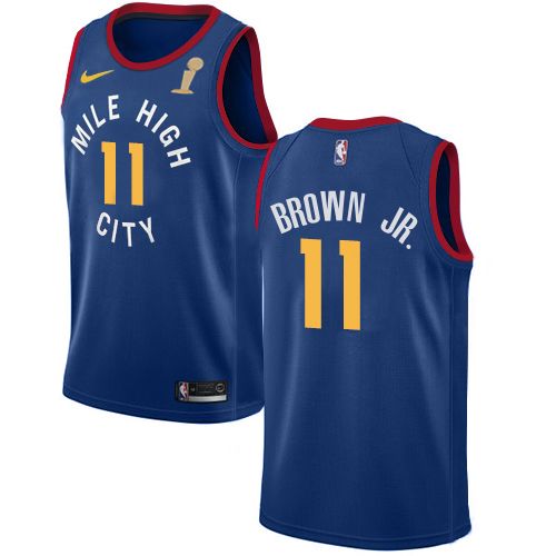 Nuggets #11 Bruce Brown Jr. Blue Women's 2023 Finals Champions Swingman Statement Edition Jersey