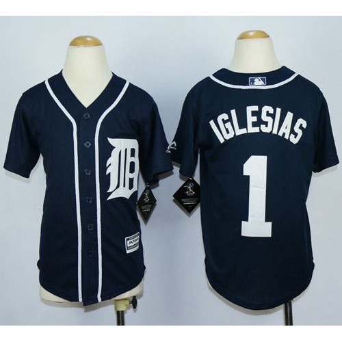 Detroit Tigers #1 Jose Iglesias Navy Blue Cool Base Stitched Youth Jersey Youth