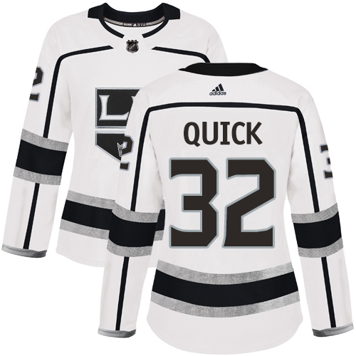 Adidas Los Angeles Kings #32 Jonathan Quick White Road Authentic Women's Stitched Jersey Womens