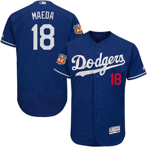 Los Angeles Dodgers #18 Kenta Maeda Blue Flexbase Authentic Collection Stitched Jersey Men's